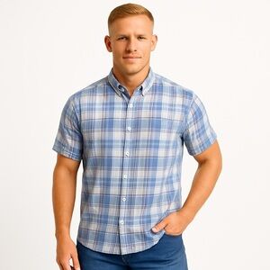 GRAYERS CLOTHIERS Men's Plaid Short Sleeve Button Down Shirt, Size XL